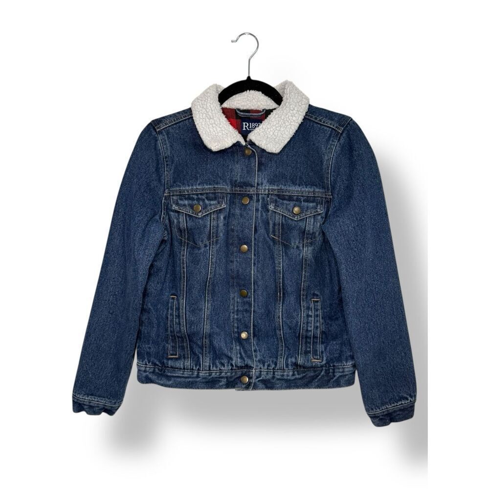 Vtg R1893 Roebuck & Co Women’s Medium Denim Sherpa Trucker Jacket 90s